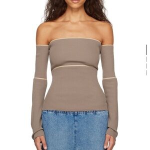 Maison Margiela off-Shoulder Taupe Top